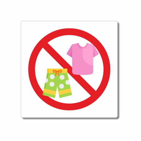 Panneau les vêtements bermudas , tee-shirts  sont interdits dans le bassin