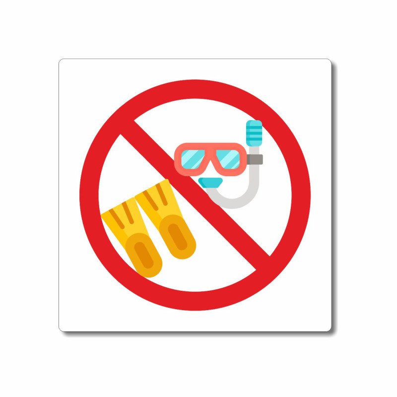 Panneau masque et palmes interdits dans le bassin