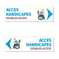 Panneau directionnel accès handicapé 2 langues