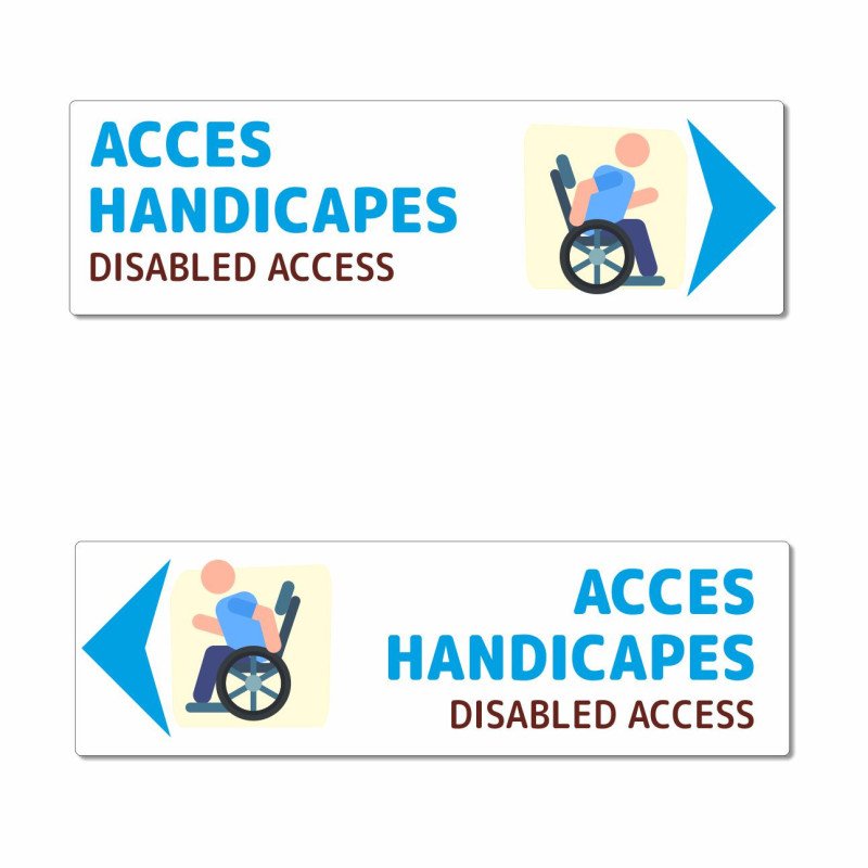 Panneau directionnel accès handicapé 2 langues