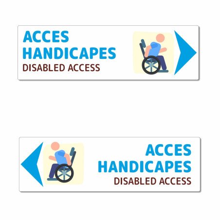 Panneau directionnel accès handicapé 2 langues
