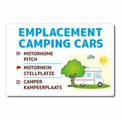 Panneau emplacement camping cars en 4 langues