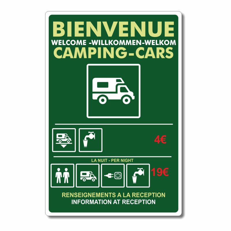 Panneau bienvenue camping cars avec prix
