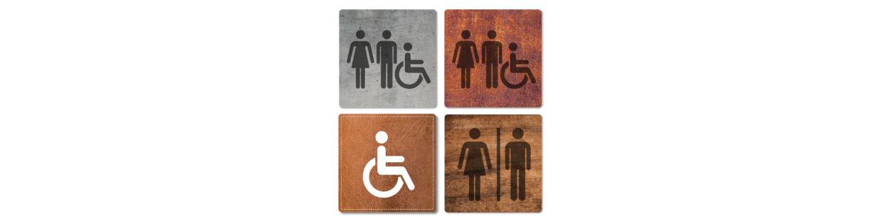 Plaques pictogramme texturées – Signalétique élégante avec 8 textures