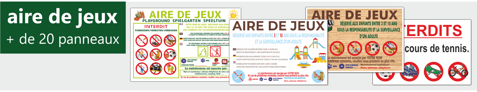 Pancartes Aires de jeux