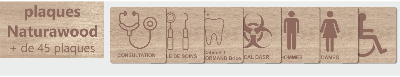 Plaques en bois gravée